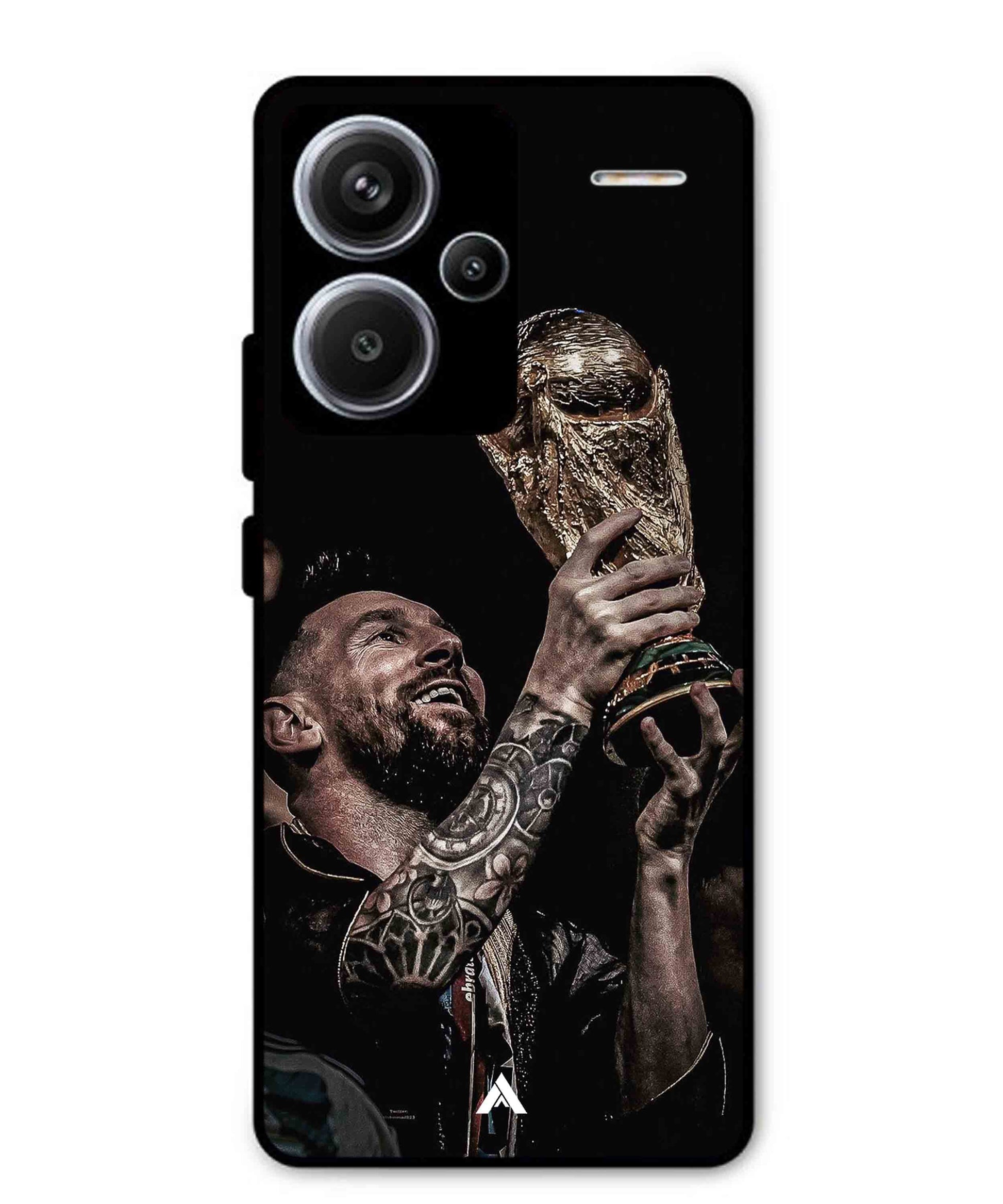 Messi Cup Football Aesthetic Metal Back Cover Phone Case for Xiaomi Redmi Note 13 Pro Plus