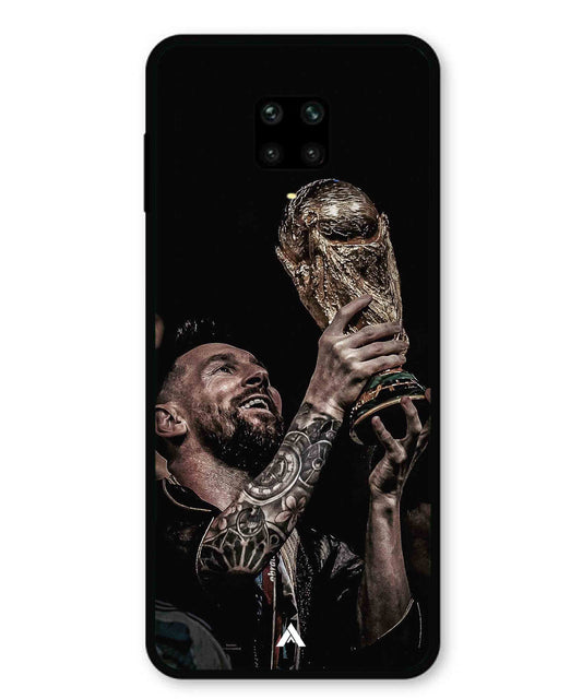 Messi Cup Football Aesthetic Metal Back Cover Phone Case for Xiaomi Redmi Note 9 Pro Max