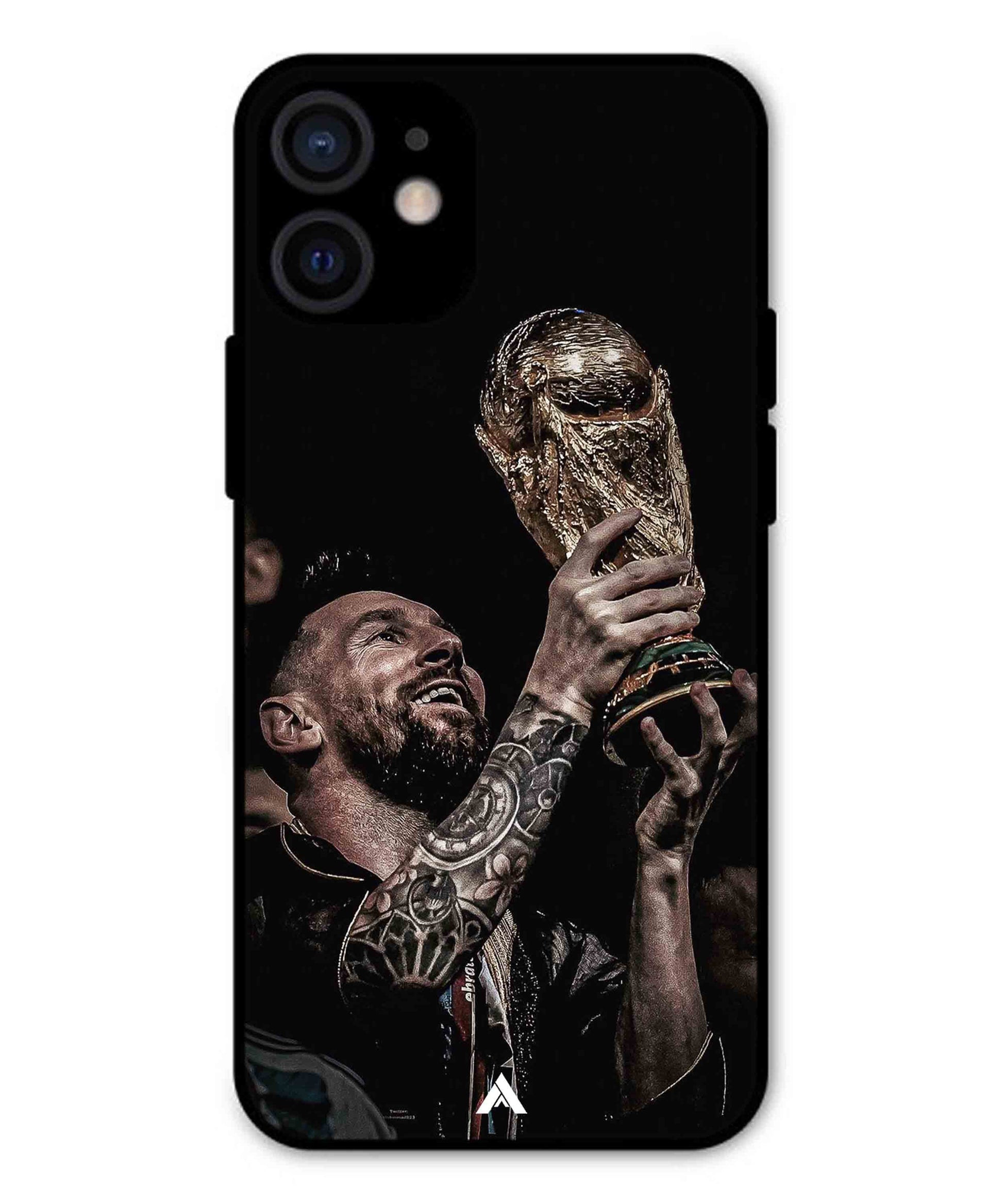 Messi Cup Football Aesthetic Metal Back Cover Phone Case for iPhone 12 Mini