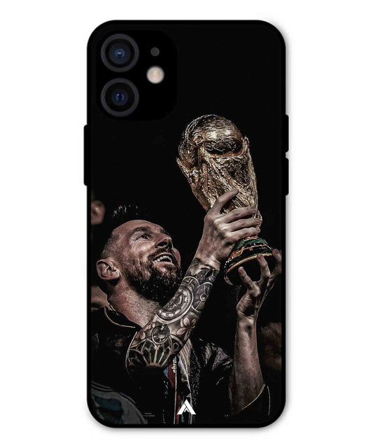 Messi Cup Football Aesthetic Metal Back Cover Phone Case for iPhone 12 Mini