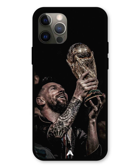 Messi Cup Football Aesthetic Metal Back Cover Phone Case for iPhone 12 Pro