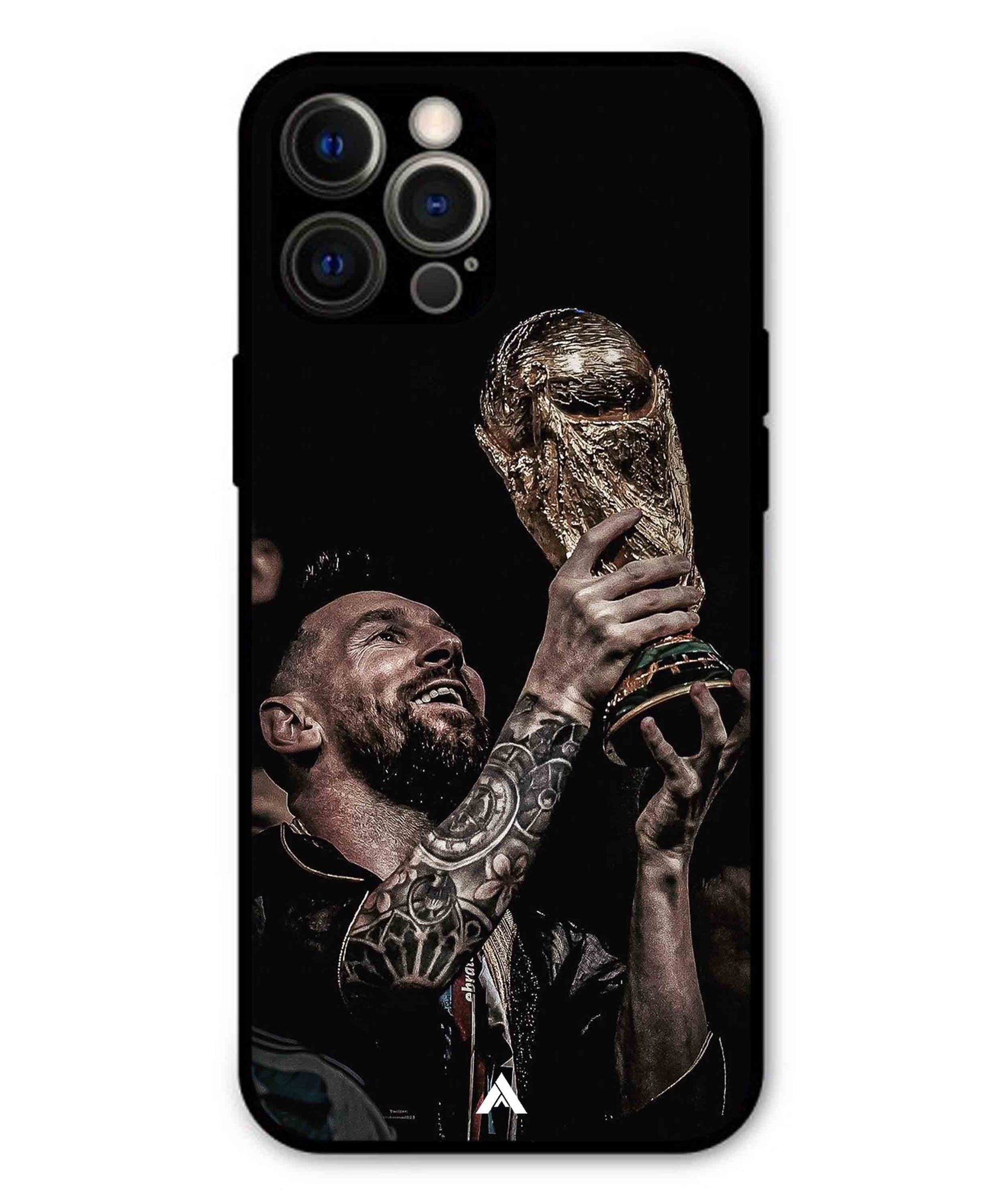Messi Cup Football Aesthetic Metal Back Cover Phone Case for iPhone 12 Pro Max