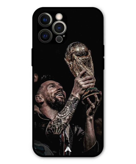 Messi Cup Football Aesthetic Metal Back Cover Phone Case for iPhone 12 Pro Max