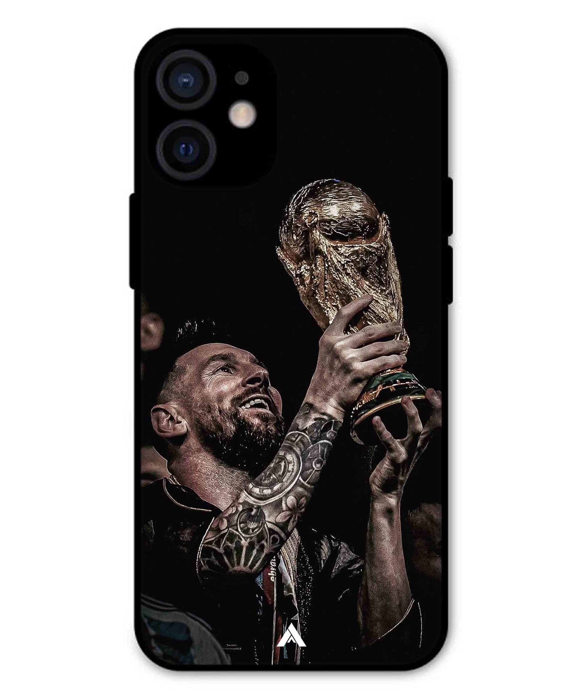Messi Cup Football Aesthetic Metal Back Cover Phone Case for iPhone 13 Mini