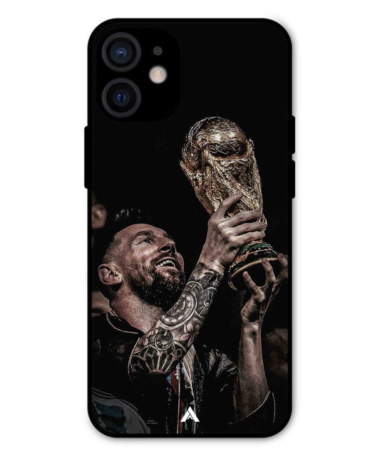 Messi Cup Football Aesthetic Metal Back Cover Phone Case for iPhone 13 Mini