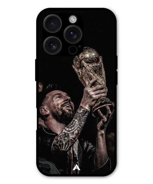 Messi Cup Football Aesthetic Metal Back Cover Phone Case for iPhone 13 Pro