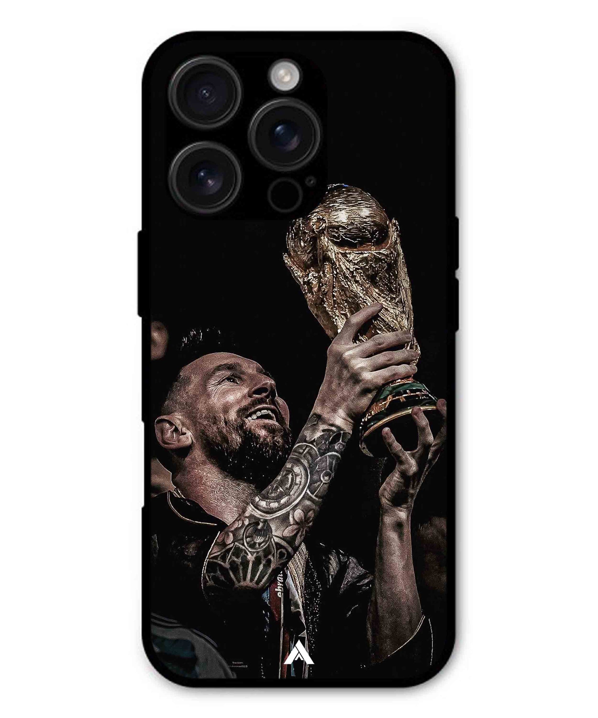 Messi Cup Football Aesthetic Metal Back Cover Phone Case for iPhone 14 Pro