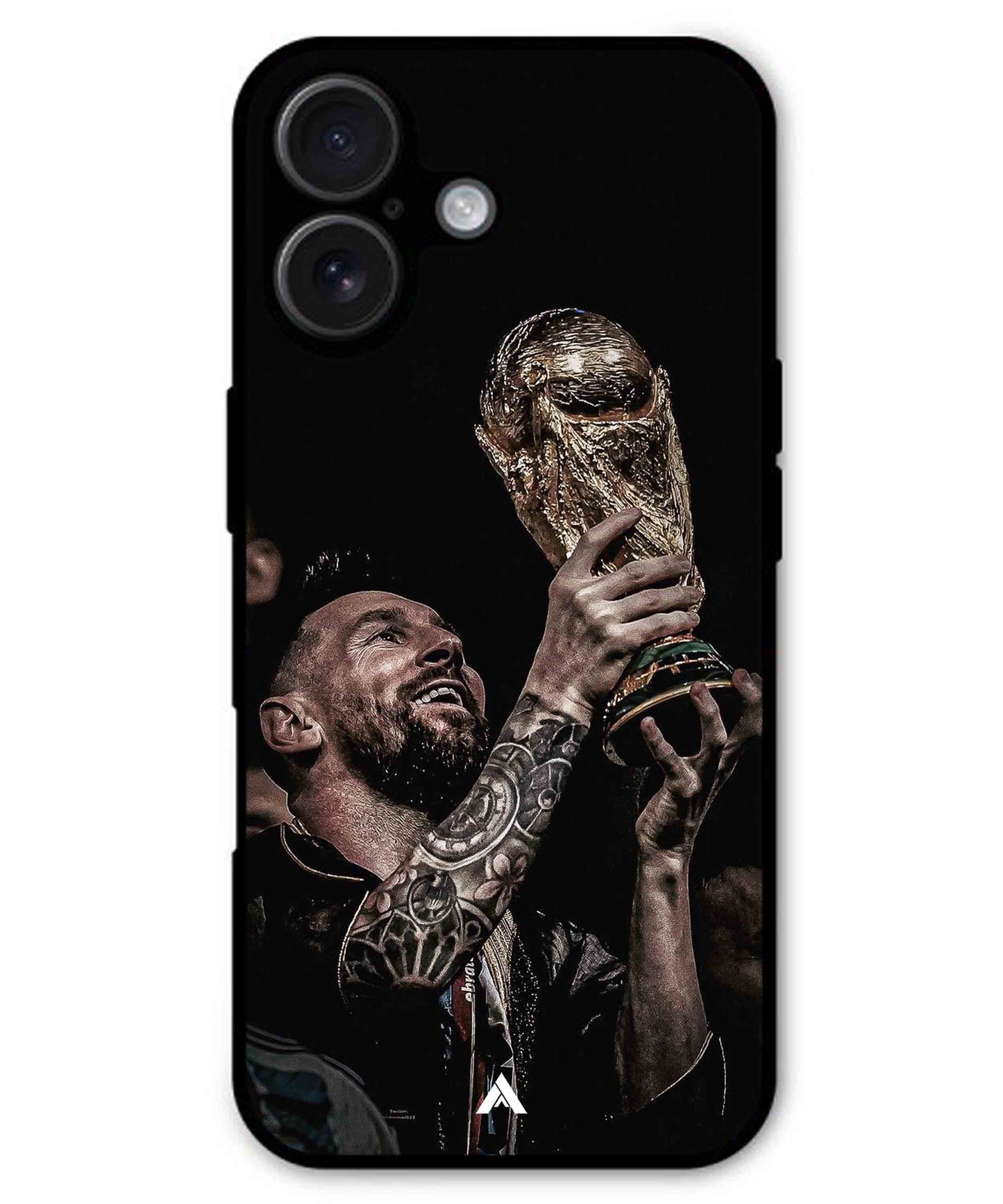 Messi Cup Football Aesthetic Metal Back Cover Phone Case for iPhone 16