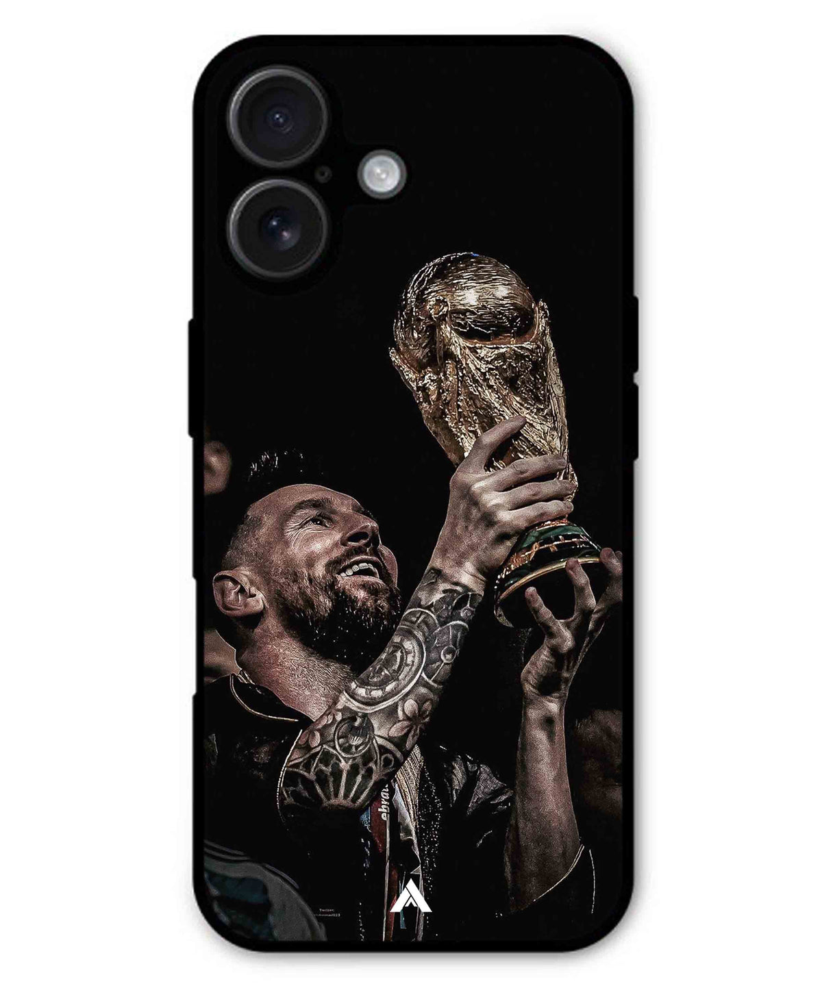 Messi Cup Football Aesthetic Metal Back Cover Phone Case for iPhone 16 Plus