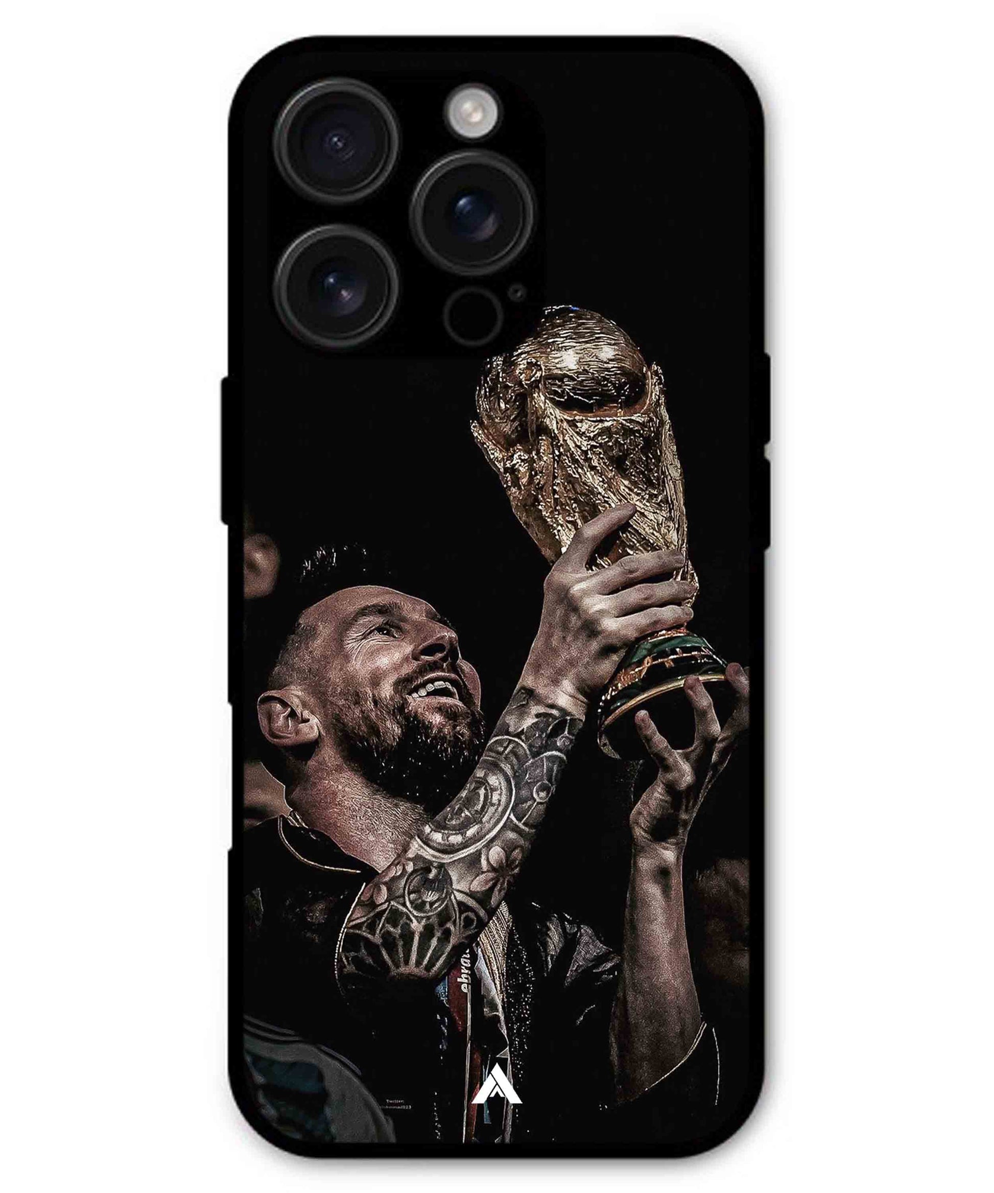 Messi Cup Football Aesthetic Metal Back Cover Phone Case for iPhone 16 ProMax