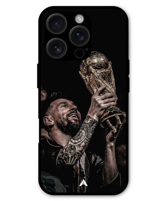 Messi Cup Football Aesthetic Metal Back Cover Phone Case for iPhone 16 ProMax