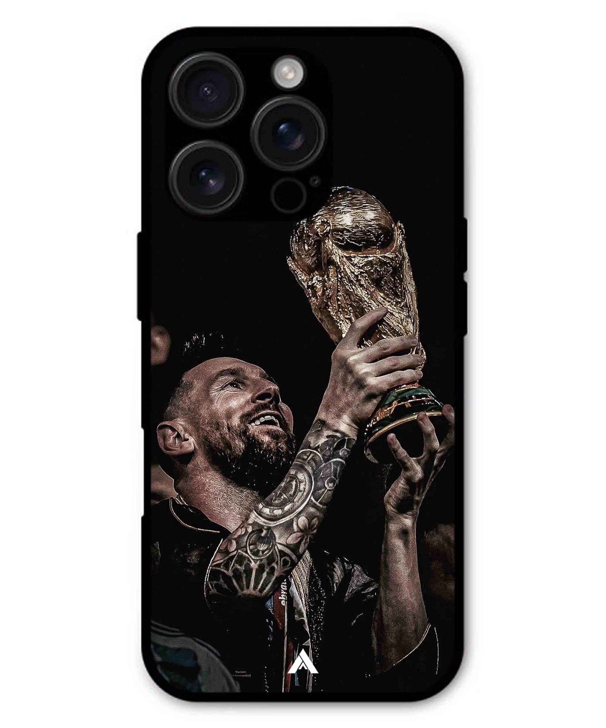 Messi Cup Football Aesthetic Metal Back Cover Phone Case for iPhone 16 Pro