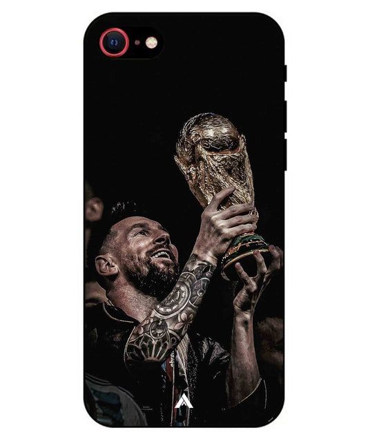 Messi Cup Football Aesthetic Metal Back Cover Phone Case for iPhone 8