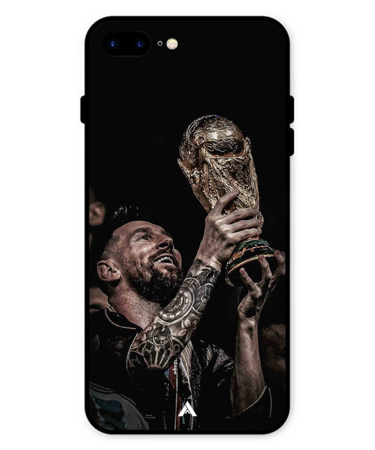 Messi Cup Football Aesthetic Metal Back Cover Phone Case for iPhone 8 Plus