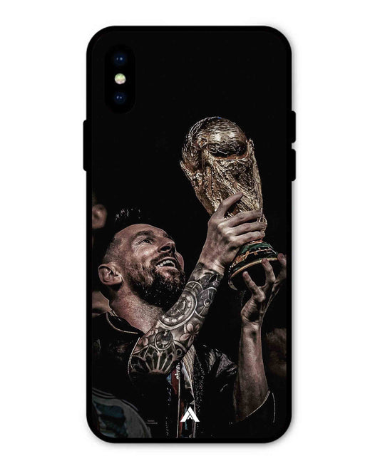 Messi Cup Football Aesthetic Metal Back Cover Phone Case for iPhone X