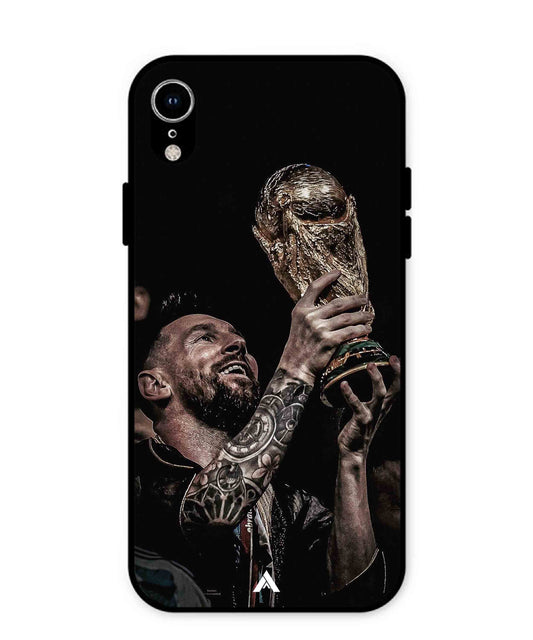 Messi Cup Football Aesthetic Metal Back Cover Phone Case for iPhone Xr