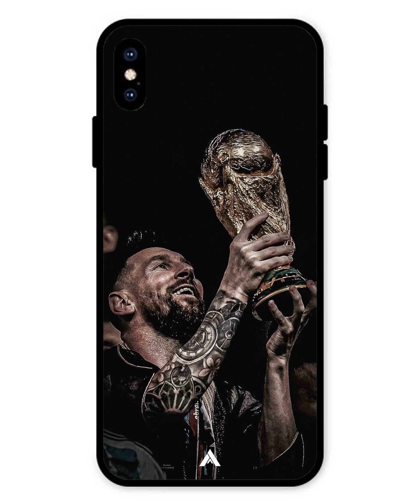 Messi Cup Football Aesthetic Metal Back Cover Phone Case for iPhone Xs Max