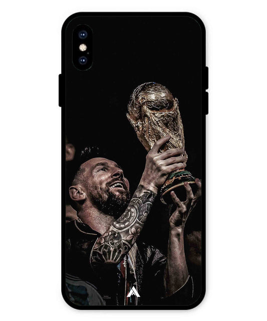 Messi Cup Football Aesthetic Metal Back Cover Phone Case for iPhone Xs Max