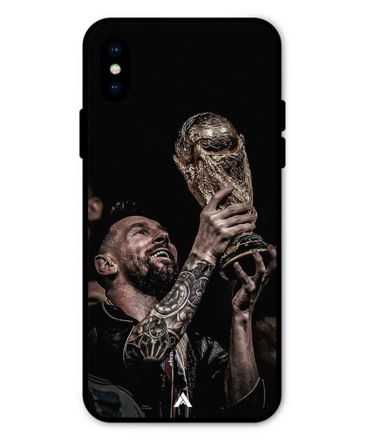 Messi Cup Football Aesthetic Metal Back Cover Phone Case for iPhone Xs