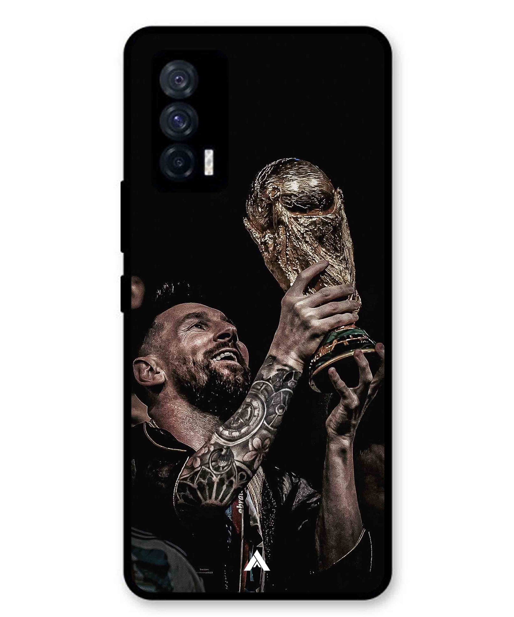Messi Cup Football Aesthetic Metal Back Cover Phone Case for iQOO 7