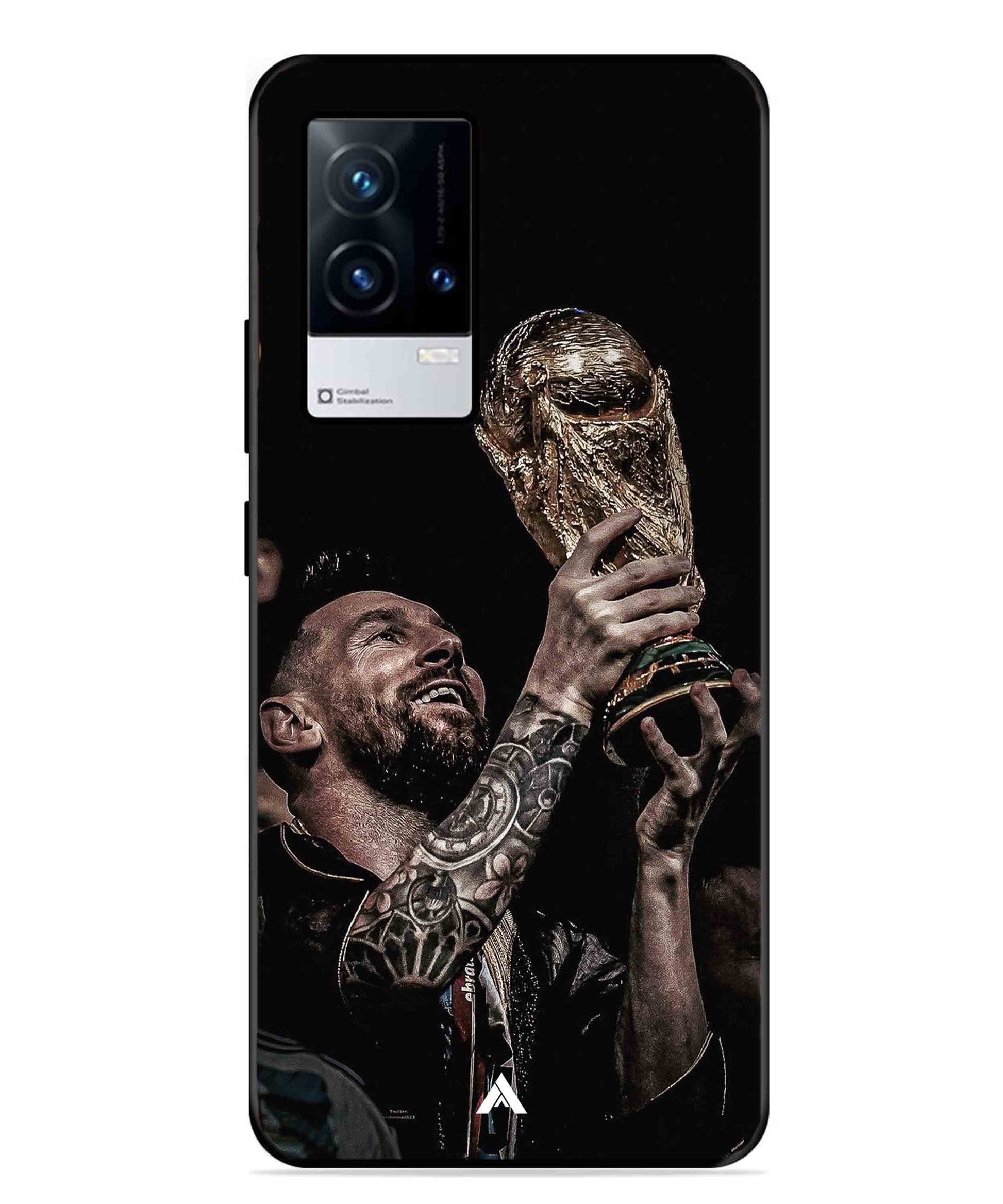 Messi Cup Football Aesthetic Metal Back Cover Phone Case for iQOO 9