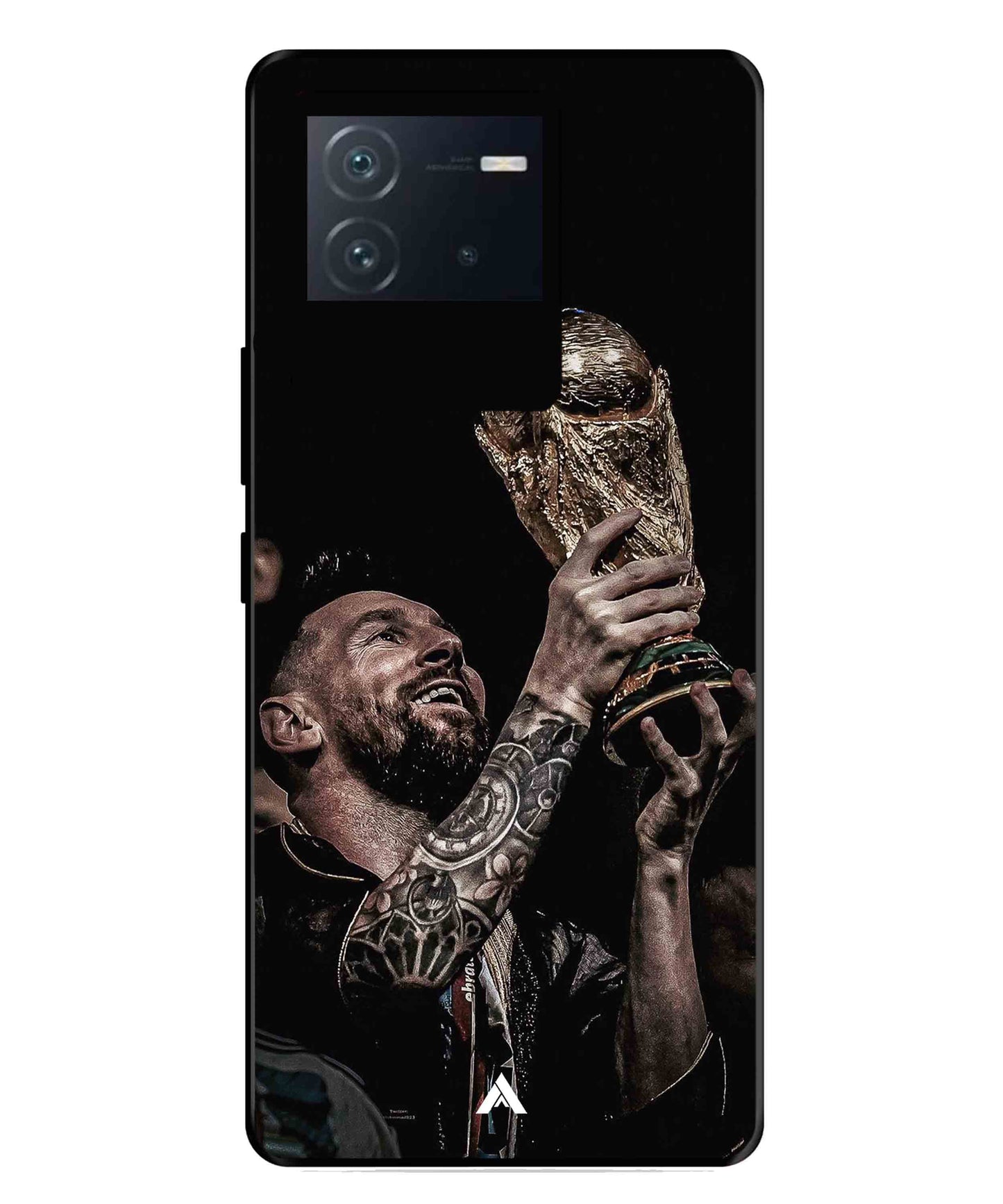 Messi Cup Football Aesthetic Metal Back Cover Phone Case for iQOO Neo 6