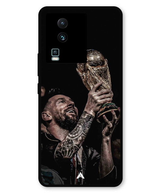 Messi Cup Football Aesthetic Metal Back Cover Phone Case for iQOO Neo 7 Pro