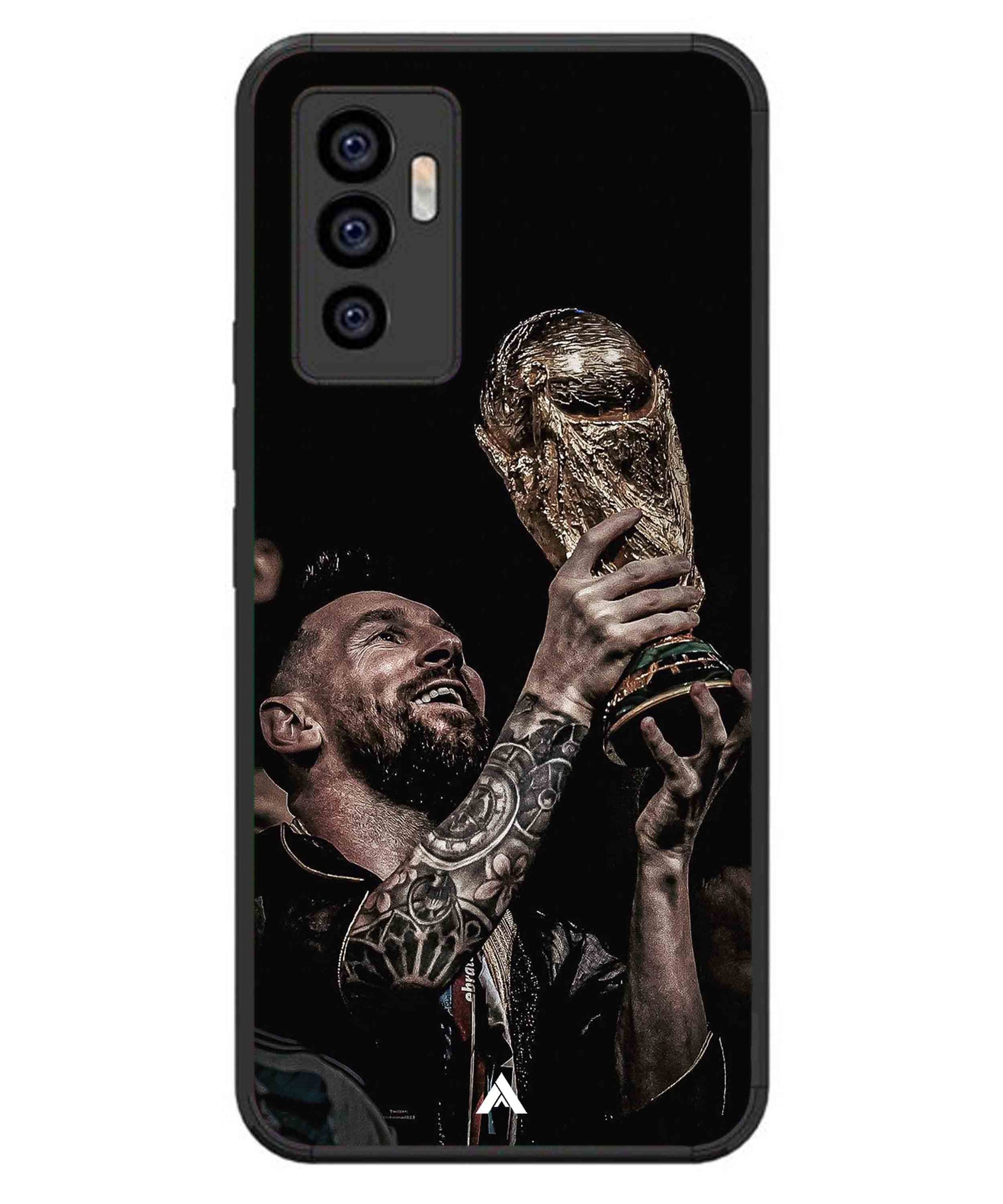 Messi Cup Football Aesthetic Metal Back Cover Phone Case for iQOO Z6