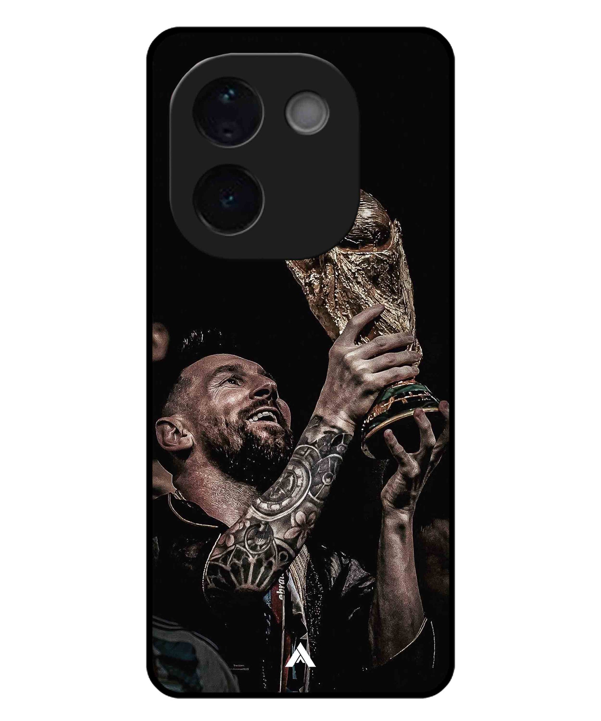 Messi Cup Football Aesthetic Metal Back Cover Phone Case for iQOO Z9s Pro