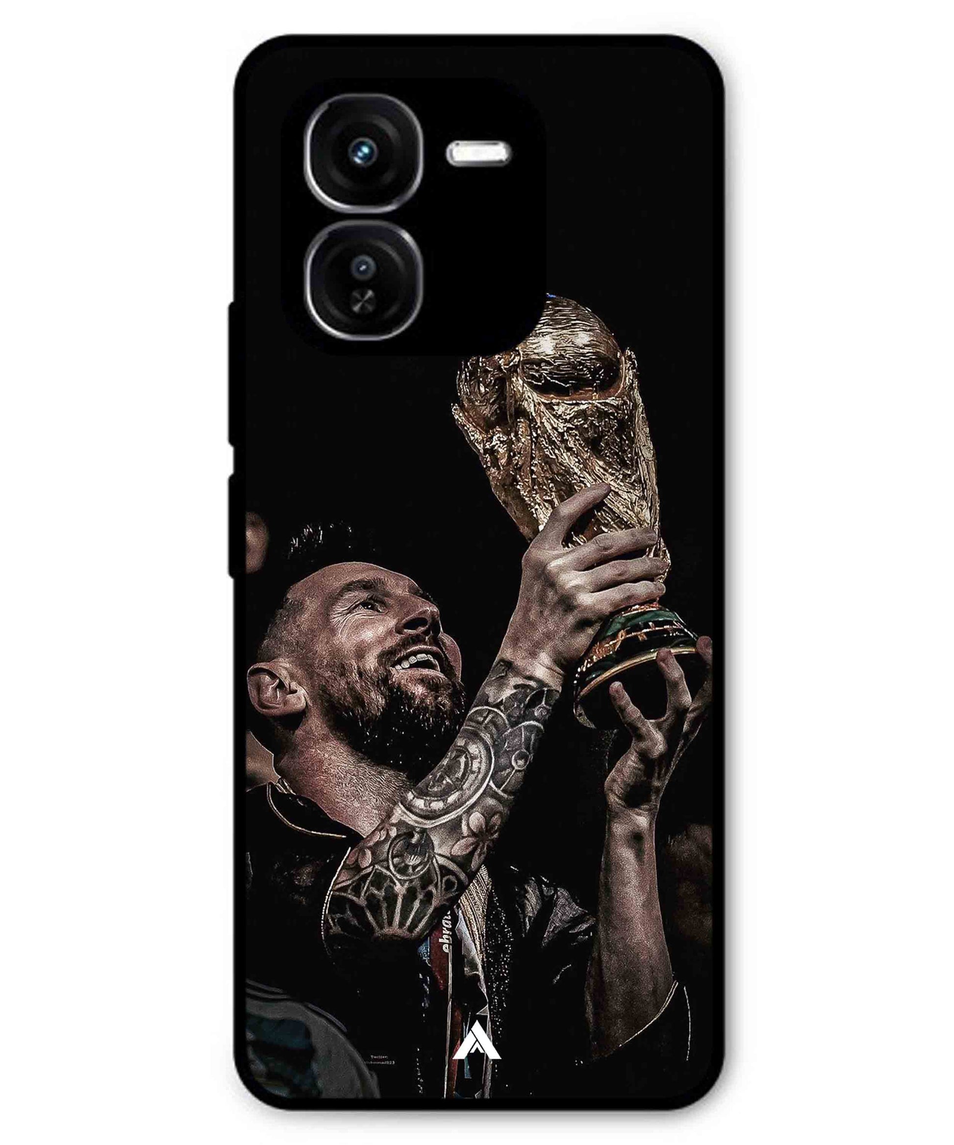 Messi Cup Football Aesthetic Metal Back Cover Phone Case for iQOO Z9x