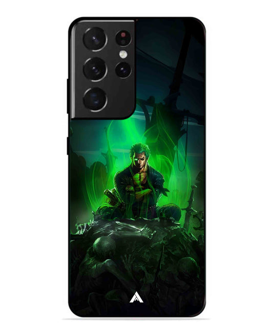 Onepiece Zoro 02 Anime Metal Back Cover Phone Case for Samsung Galaxy S21 Ultra
