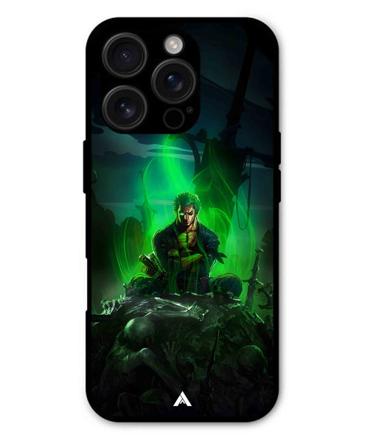 Onepiece Zoro 02 Anime Metal Back Cover Phone Case for iPhone 15 Pro
