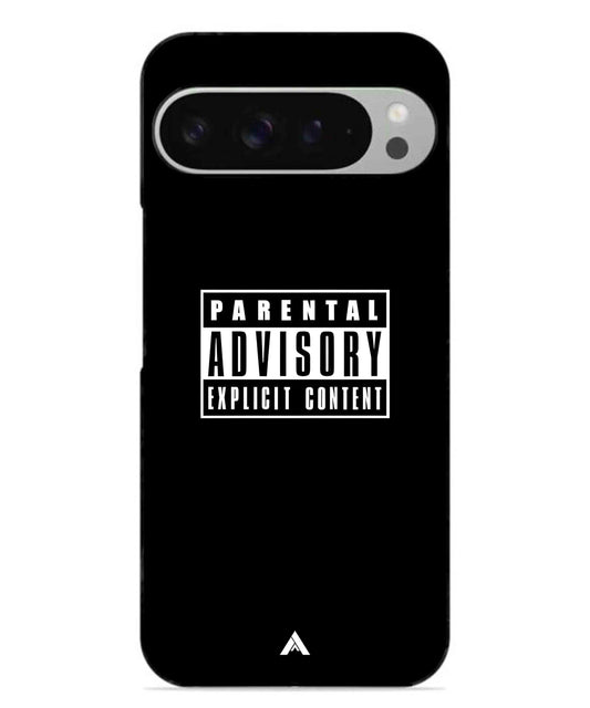 Parental Advisory Metal Back Cover Phone Case for Pixel 9 Pro