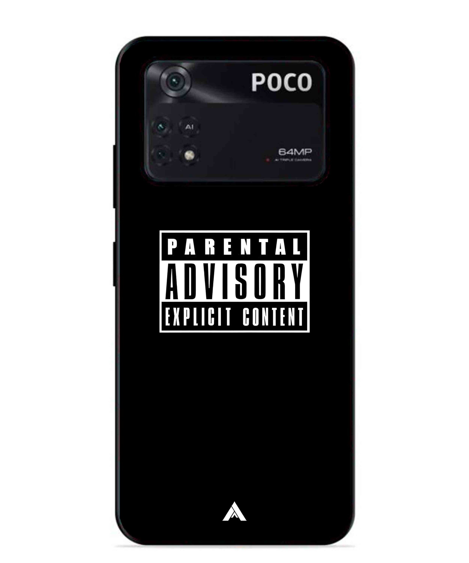 Parental Advisory Metal Back Cover Phone Case for Poco X4 Pro