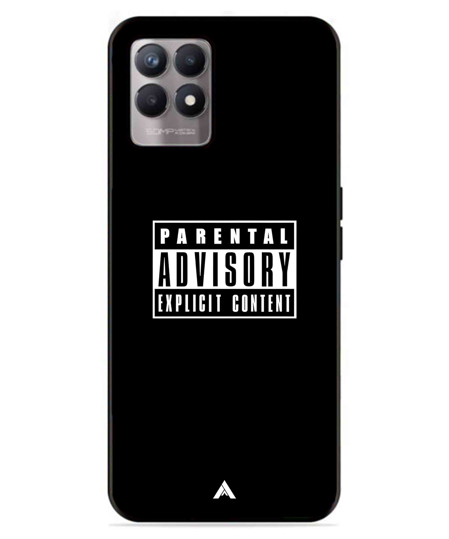 Parental Advisory Metal Back Cover Phone Case for Realme 8 Pro