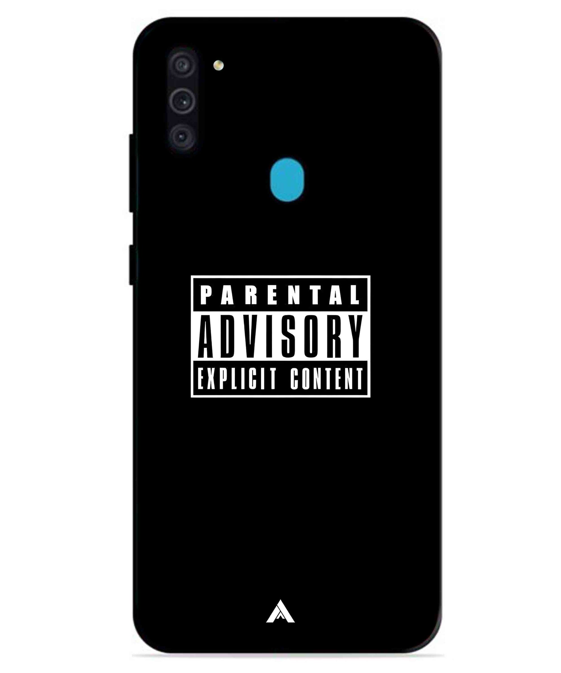 Parental Advisory Metal Back Cover Phone Case for Samsung Galaxy A11