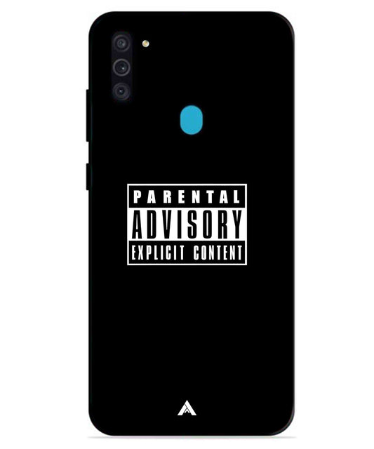 Parental Advisory Metal Back Cover Phone Case for Samsung Galaxy A11