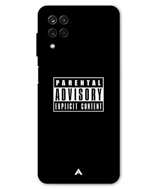 Parental Advisory Metal Back Cover Phone Case for Samsung Galaxy A12