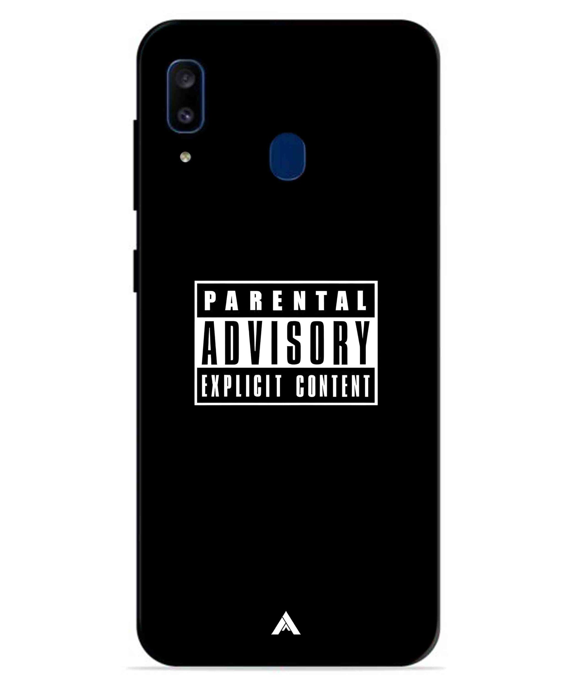 Parental Advisory Metal Back Cover Phone Case for Samsung Galaxy A20