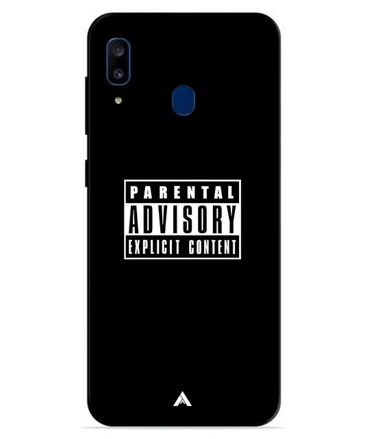 Parental Advisory Metal Back Cover Phone Case for Samsung Galaxy A20