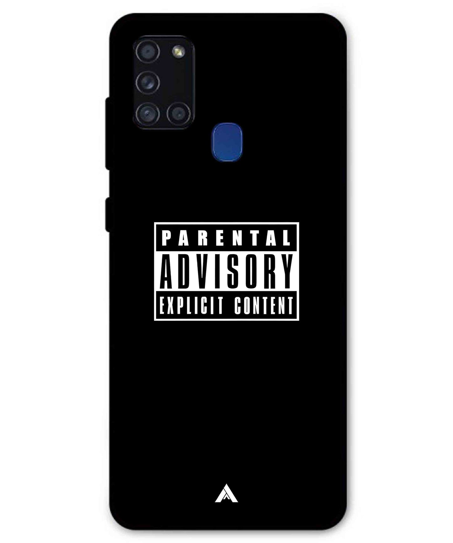Parental Advisory Metal Back Cover Phone Case for Samsung Galaxy A21s