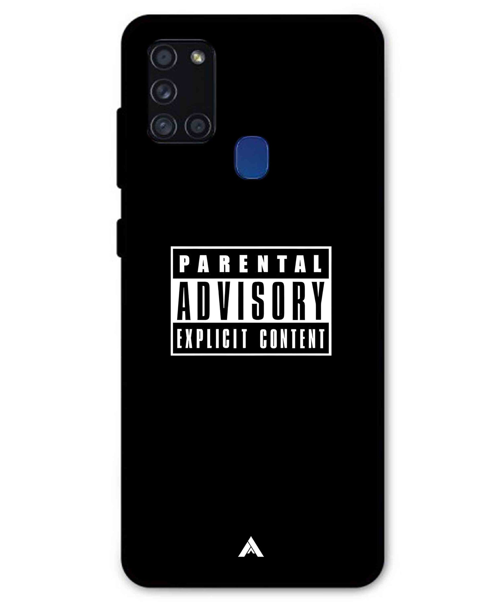 Parental Advisory Metal Back Cover Phone Case for Samsung Galaxy A21s