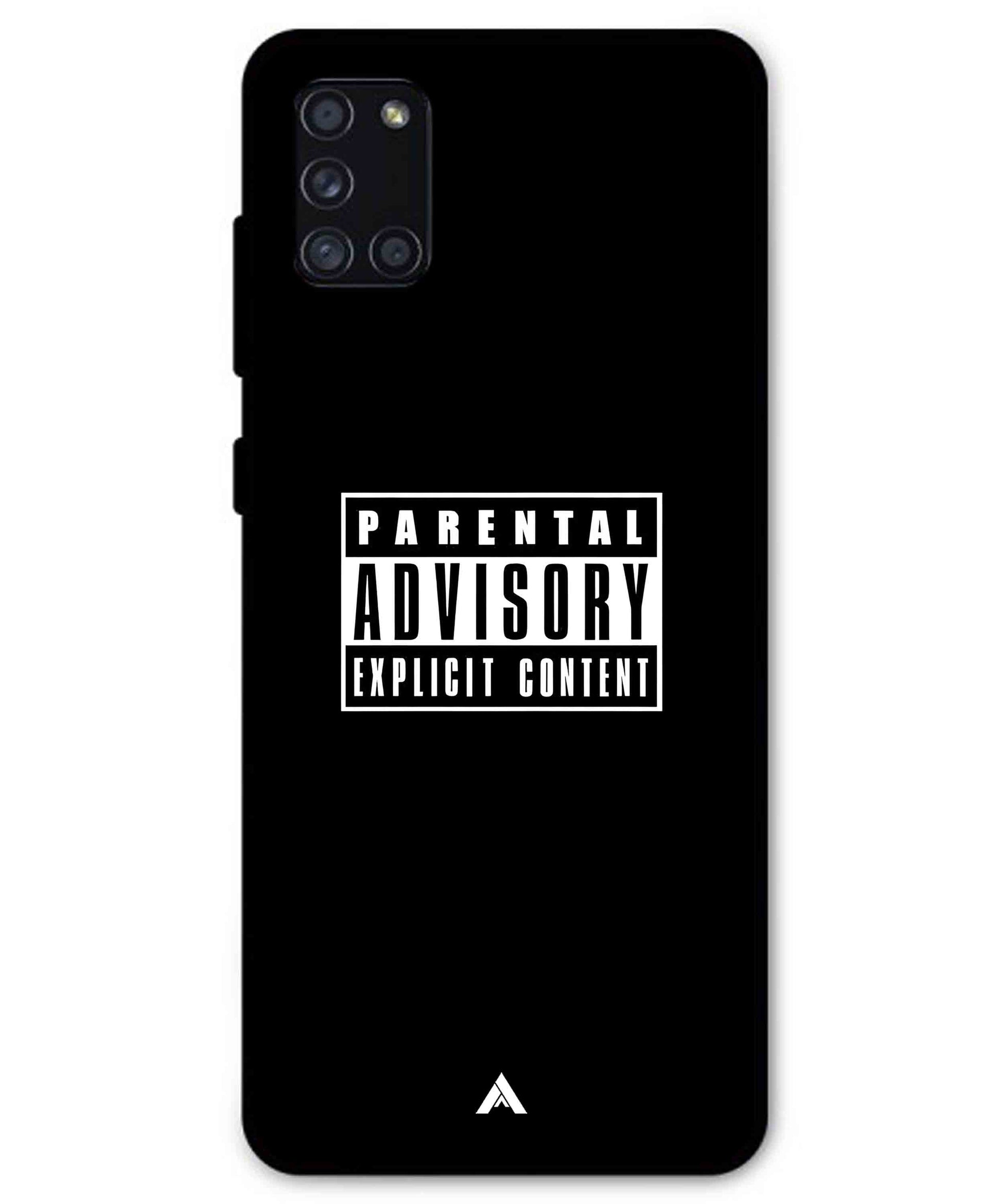 Parental Advisory Metal Back Cover Phone Case for Samsung Galaxy A31