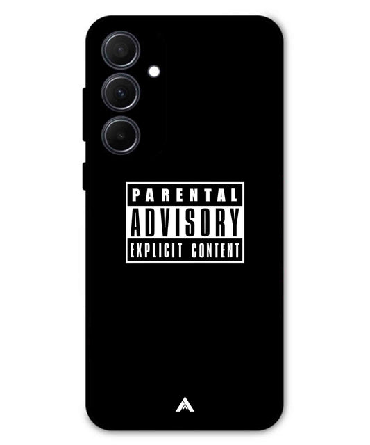 Parental Advisory Metal Back Cover Phone Case for Samsung Galaxy A35