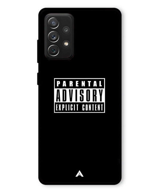 Parental Advisory Metal Back Cover Phone Case for Samsung Galaxy A72