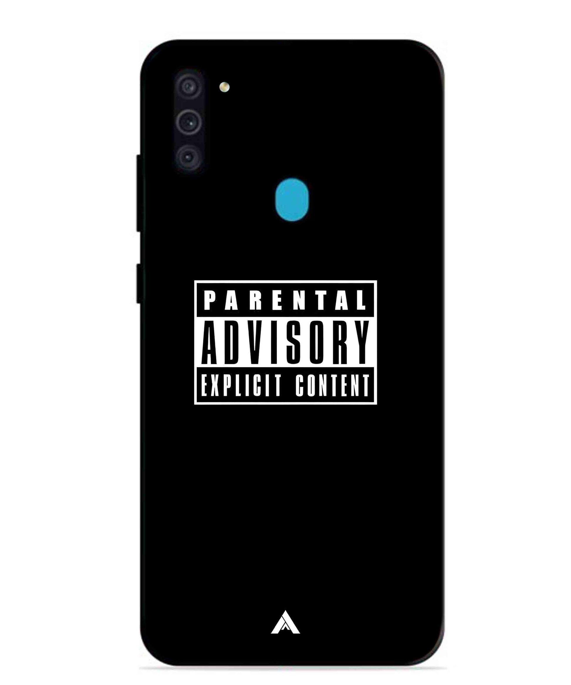 Parental Advisory Metal Back Cover Phone Case for Samsung Galaxy M11