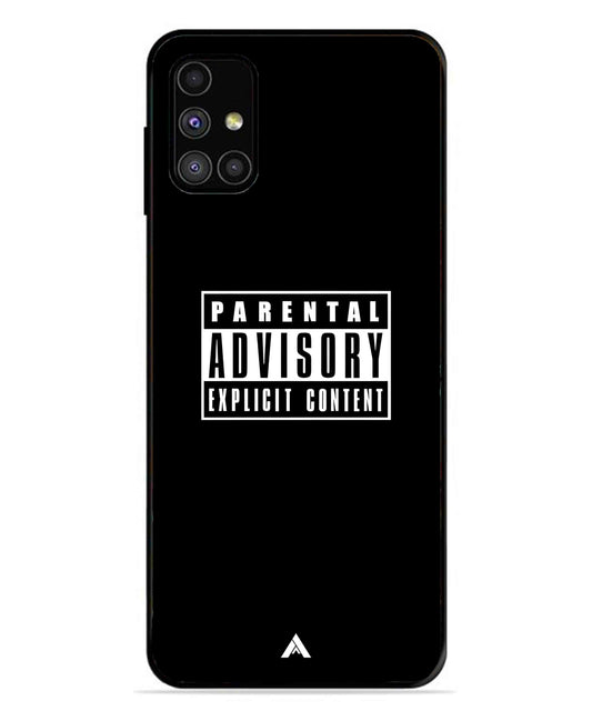 Parental Advisory Metal Back Cover Phone Case for Samsung Galaxy M31s