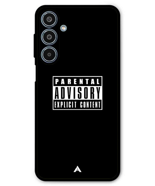Parental Advisory Metal Back Cover Phone Case for Samsung Galaxy M35