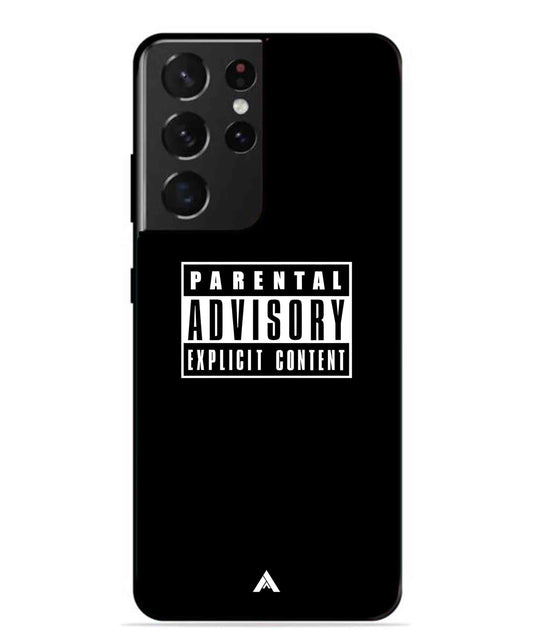 Parental Advisory Metal Back Cover Phone Case for Samsung Galaxy S21 Ultra