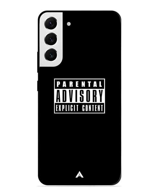 Parental Advisory Metal Back Cover Phone Case for Samsung Galaxy S22 Plus